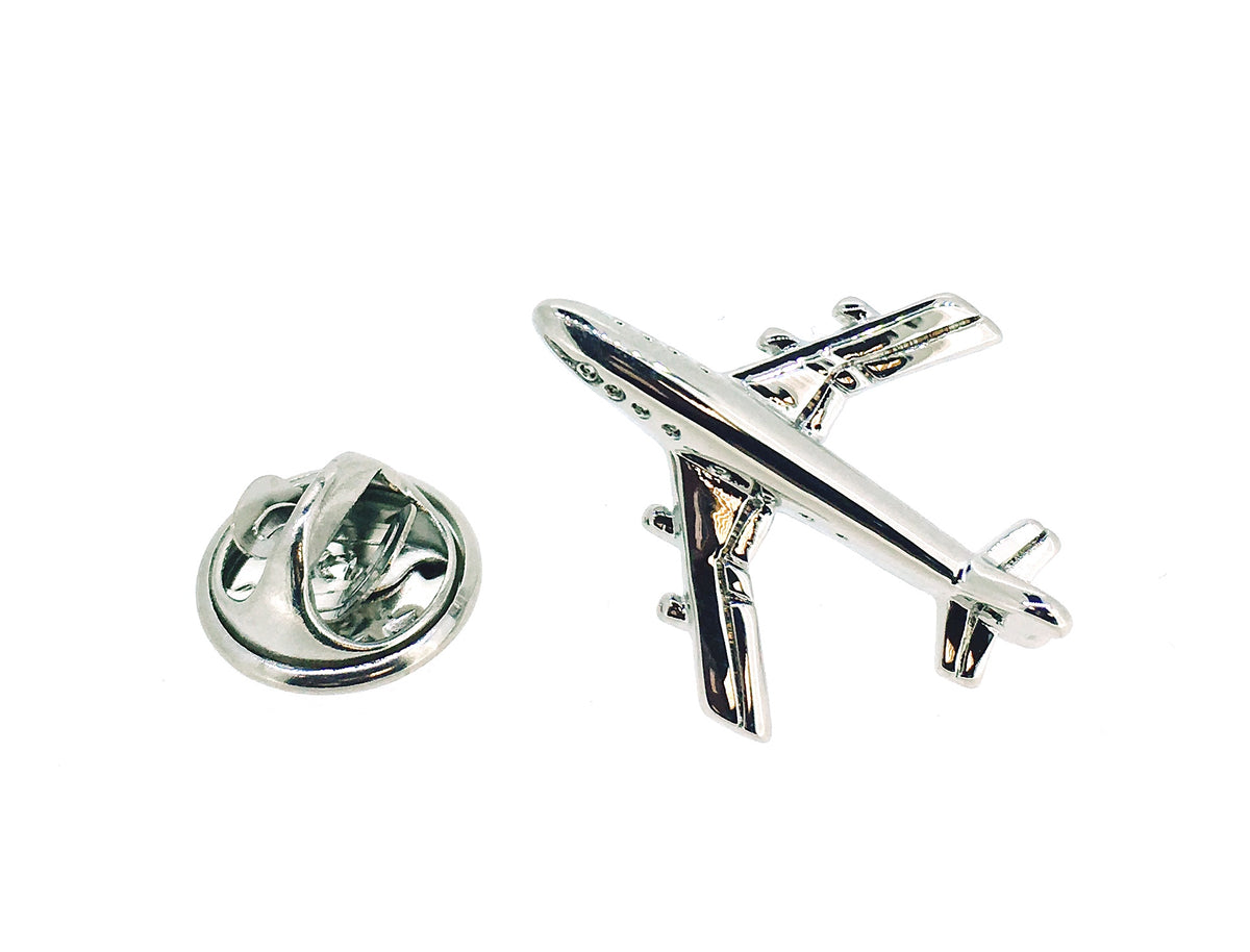 Pin de Solapa Avión de Pasajeros Plateado