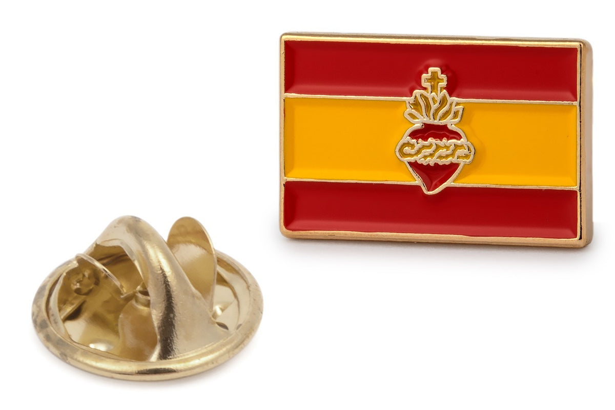 Pin de Solapa Bandera de España con Sagrado Corazon