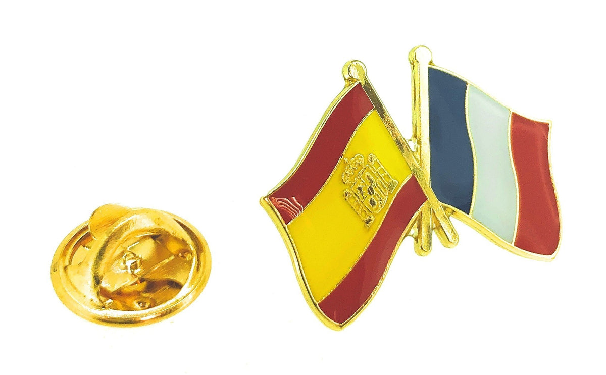 Pin de Solapa Bandera de España y Bandera de Francia