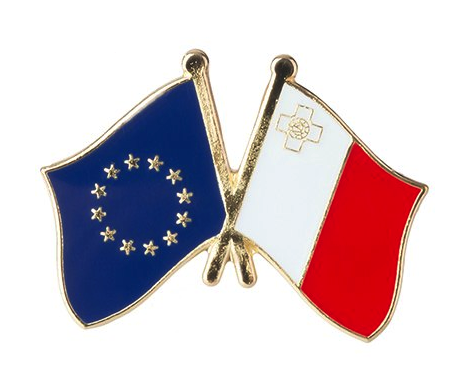 Pin de Solapa Bandera de La Unión Europea y Bandera de Malta