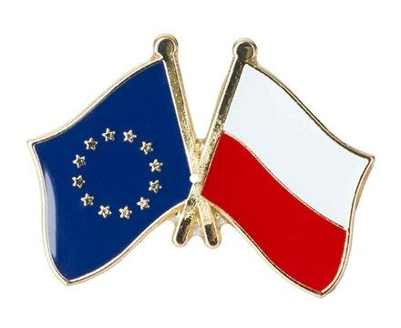 Pin de Solapa Bandera de La Unión Europea y Bandera de Polonia