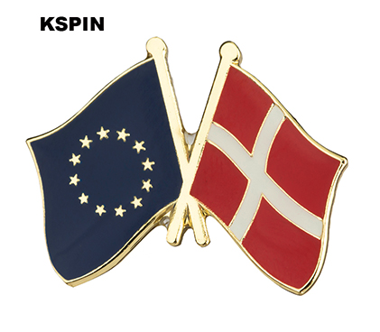 Pin de Solapa Bandera de La Unión Europea y Bandera de Dinamarca