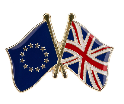 Pin de Solapa Bandera de la Unión Europea y Bandera de Gran Bretaña