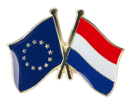Pin de Solapa Bandera de la Unión Europea y Bandera de Holanda