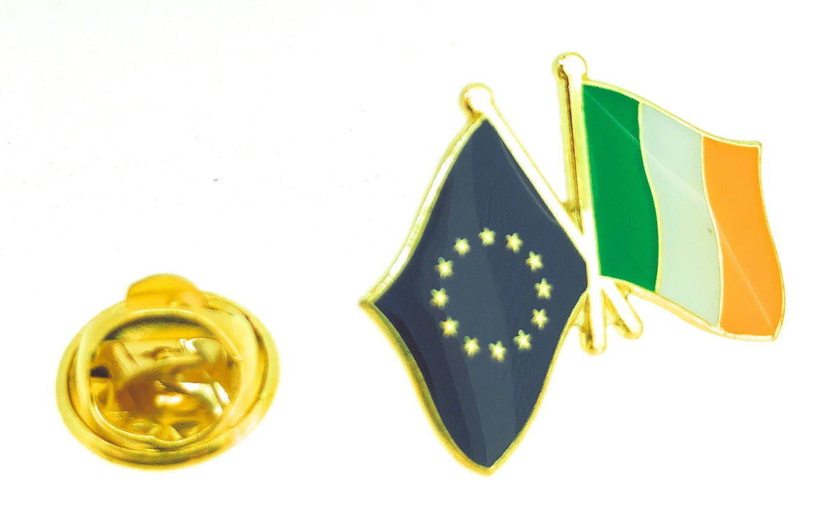 Pin de Solapa Bandera de La Unión Europea y Bandera de Irlanda