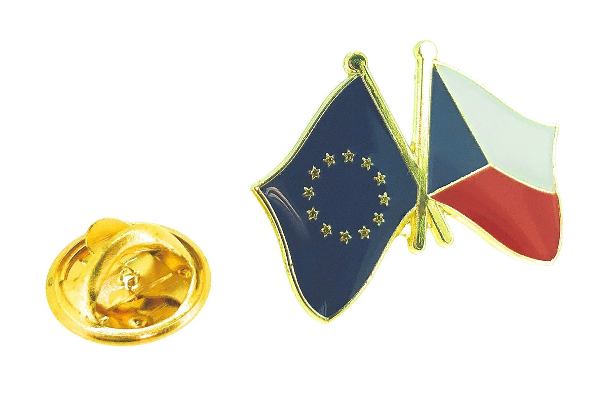 Pin de Solapa Bandera de La Unión Europea y Bandera de La República Checa