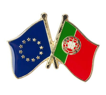 Pin de Solapa Bandera de la Unión Europea y Bandera de Portugal