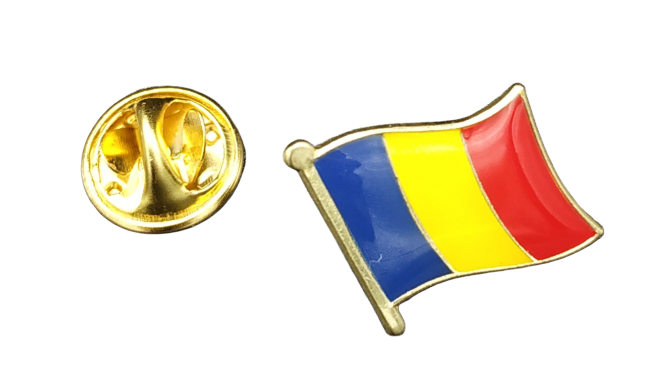 Pin de Solapa Bandera Mastil Rumania 16x15mm