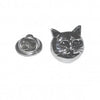 Pin de Solapa Cabeza de Gato Plateada