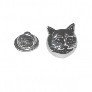 Pin de Solapa Cabeza de Gato Plateada