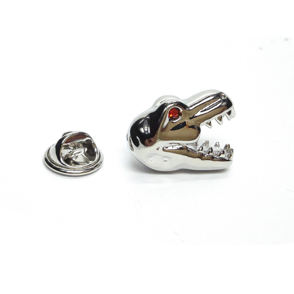 Pin de Solapa Cabeza T-Rex 3D Plateada