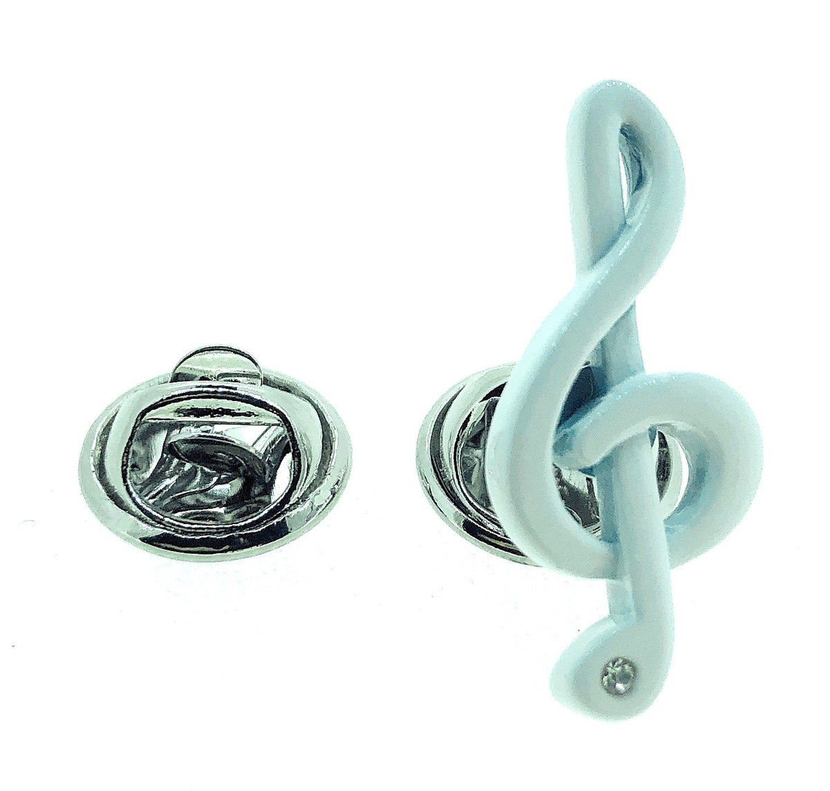 Pin de Solapa Clave de Sol Blanca