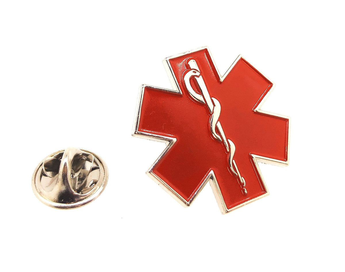 Pin de Solapa del Distintivo Ambulancias Estrella de la Vida Rojo