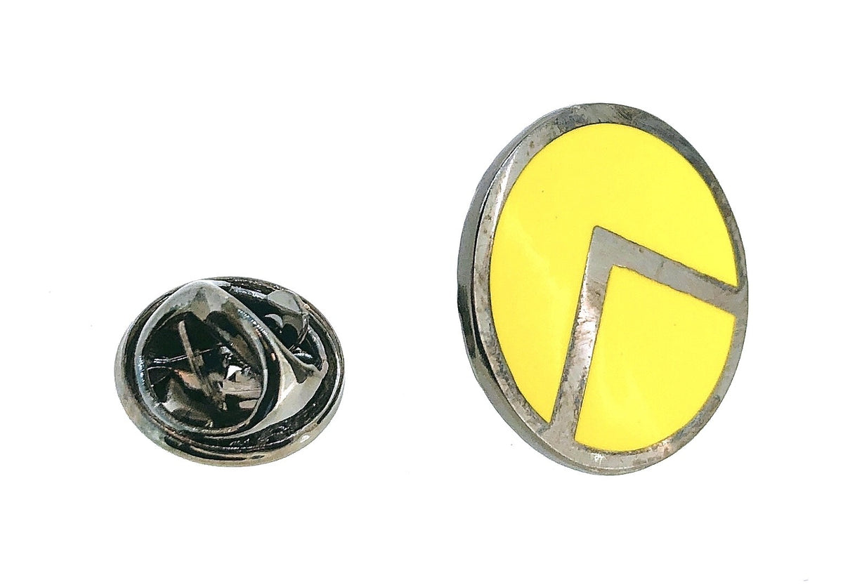 Pin de Solapa Escudo Hoplita Lambda Acero Negro y Amarillo