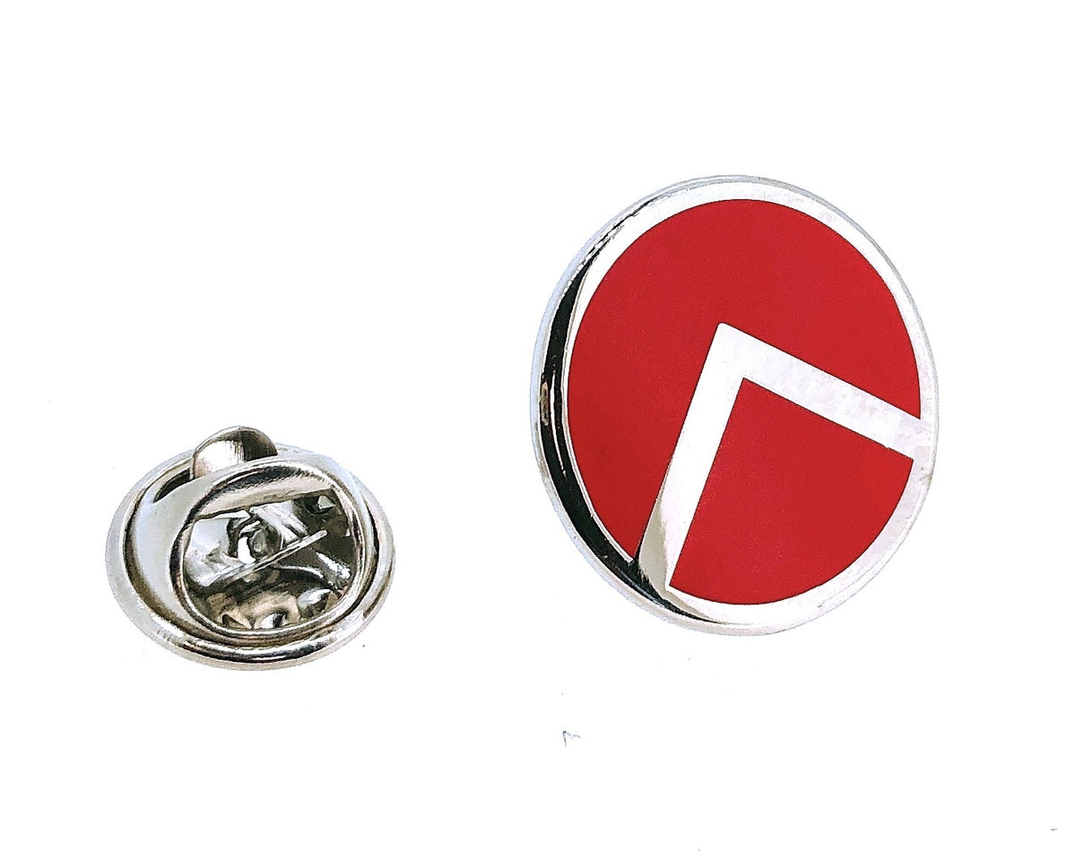 Pin de Solapa Escudo Hoplita Lambda Plateado y Rojo