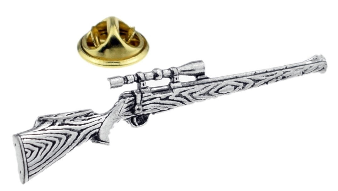 Pin de Solapa Fusil de Caza Plateado