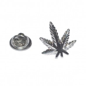 Pin de Solapa Hoja de Marihuana Plateada