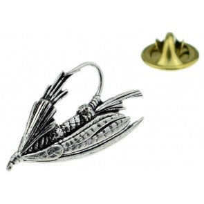 Pin de Solapa Mosca de Pesca Plateada