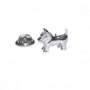 Pin de Solapa Perro Scottie Plateado
