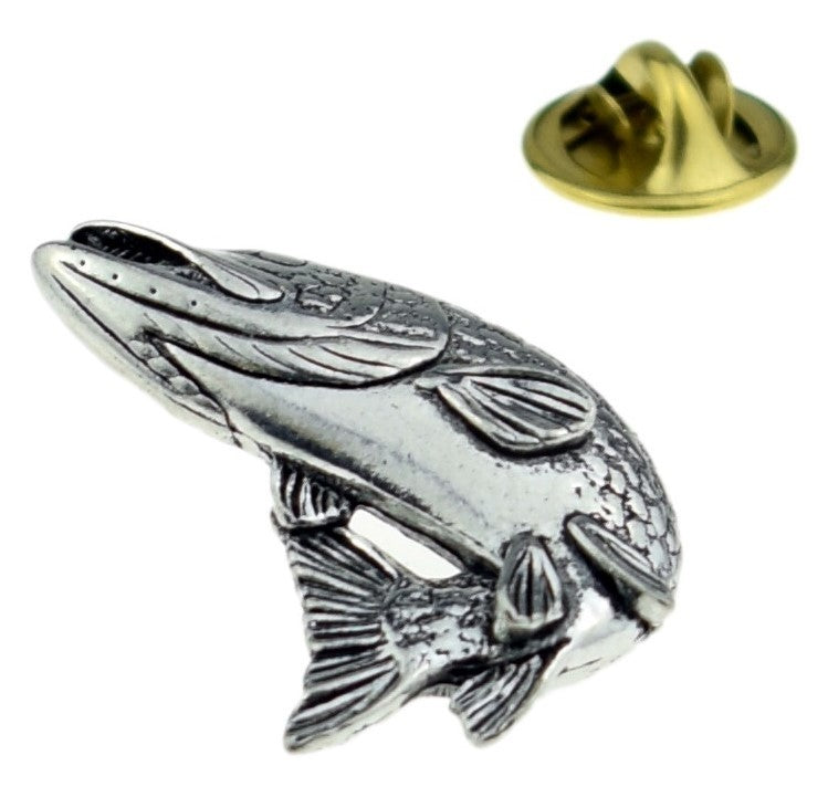 Pin de Solapa Pescado de Lucio Modelo 2 Plateado