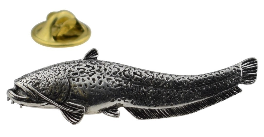 Pin de Solapa Pez Gato Plateado