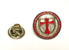 Pin de Solapa Redondo con Escudo Cruz Templaria en Rojo