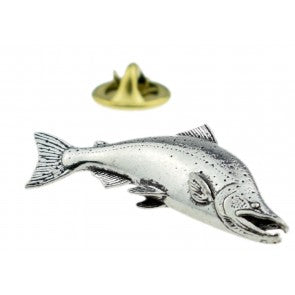 Pin de Solapa Salmón Largo Plateado