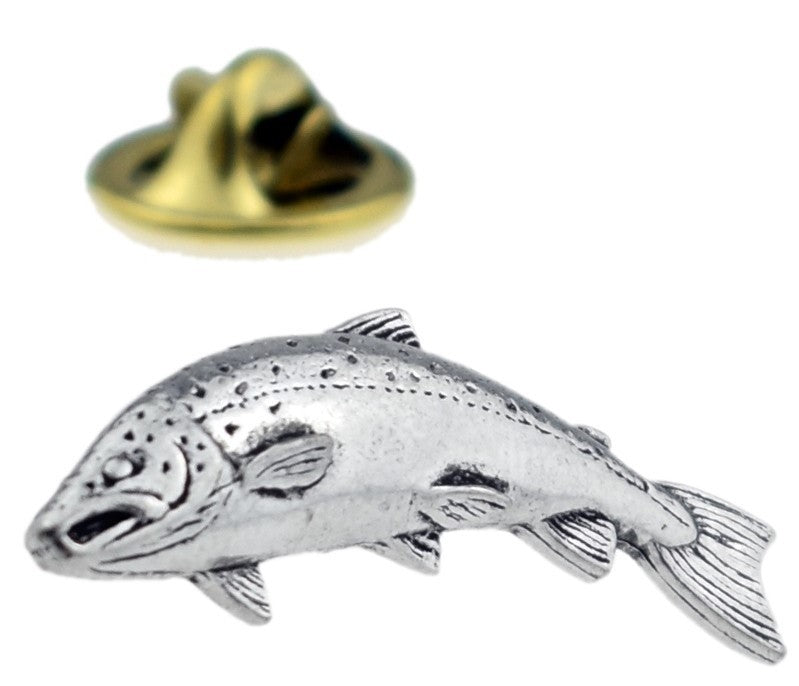 Pin de Solapa Salmón Pequeño Plateado