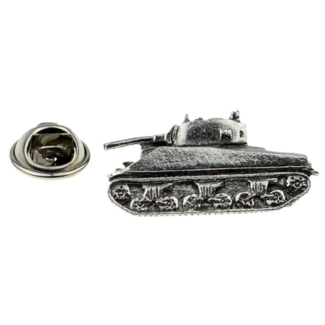 Pin de Solapa Tanque Sherman Plateado