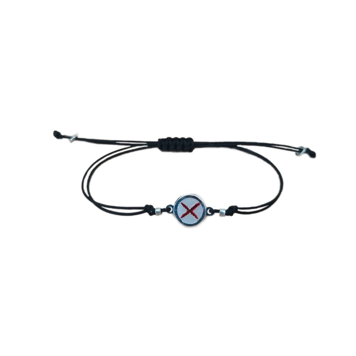 Pulsera Plata Aspa Borgoña Cruz San Andres 23cm a Color