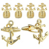 Stud Set Botones de Esmoquin y Gemelos Ancla Dorada