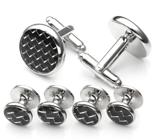 Stud Set Botones de Esmoquin y Gemelos Black and Steel Mosaic