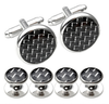 Stud Set Botones de Esmoquin y Gemelos Black and Steel Mosaic