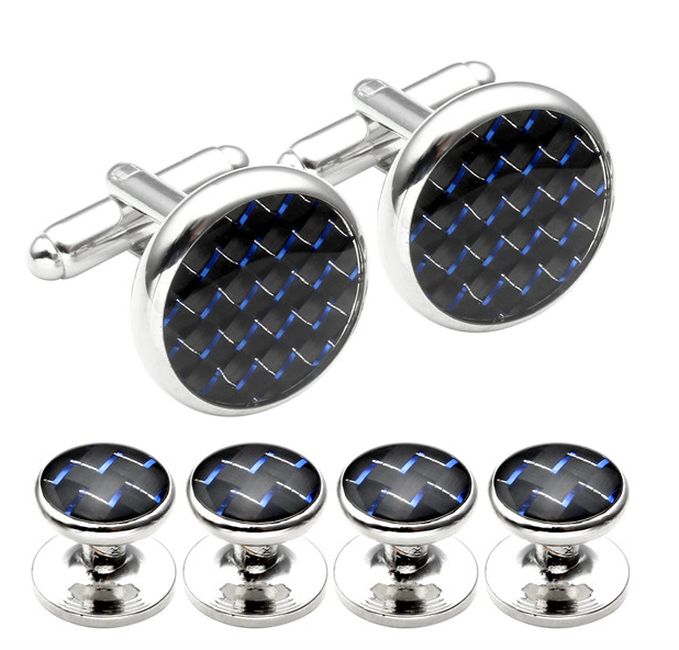 Stud Set Botones de Esmoquin y Gemelos Navy Mosaic