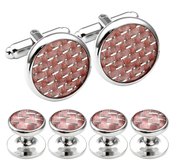 Stud Set Botones de Esmoquin y Gemelos Pink Mosaic