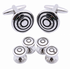 Stud Set Botones de Esmoquin y Gemelos Round Black Stripes