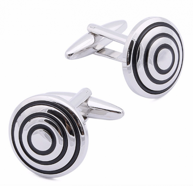 Stud Set Botones de Esmoquin y Gemelos Round Black Stripes