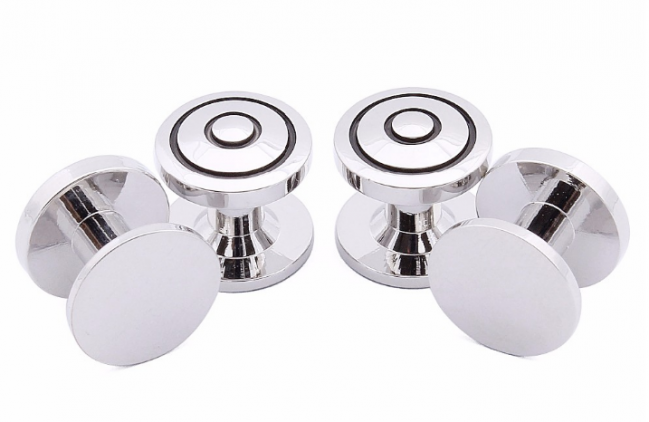 Stud Set Botones de Esmoquin y Gemelos Round Black Stripes