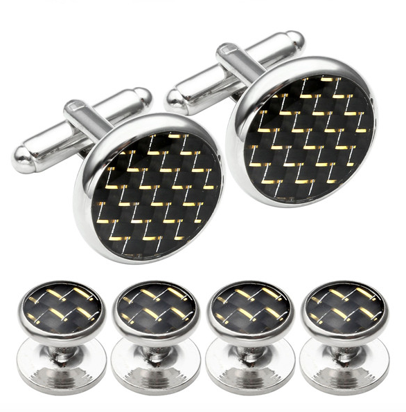 Stud Set Botones de Esmoquin y Gemelos Yellow and Black Mosaic