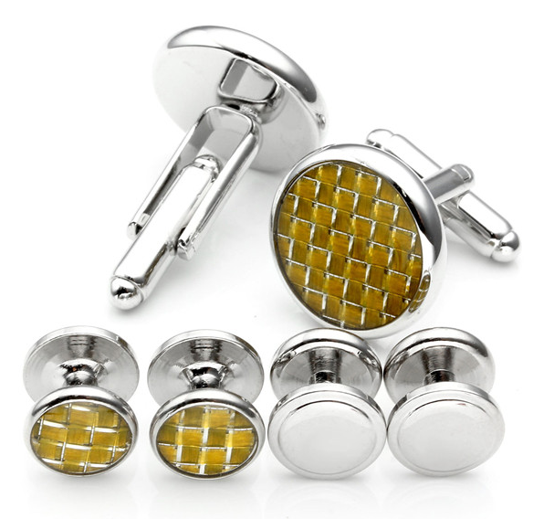 Stud Set Botones de Esmoquin y Gemelos Yellow Mosaic