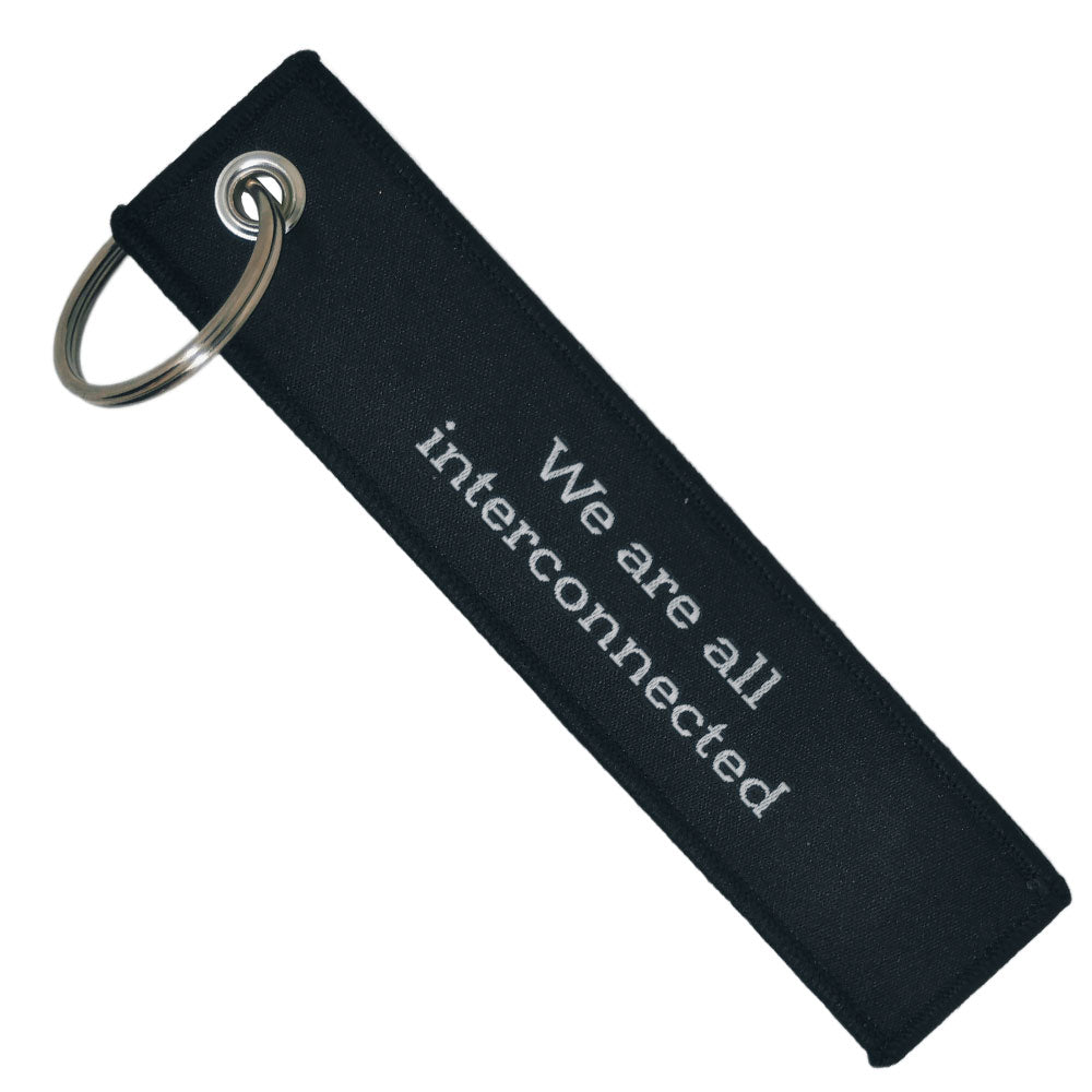 Double-sided embroidered Fabric Keychain with Sympatheia Phrase 13 x 3 cm