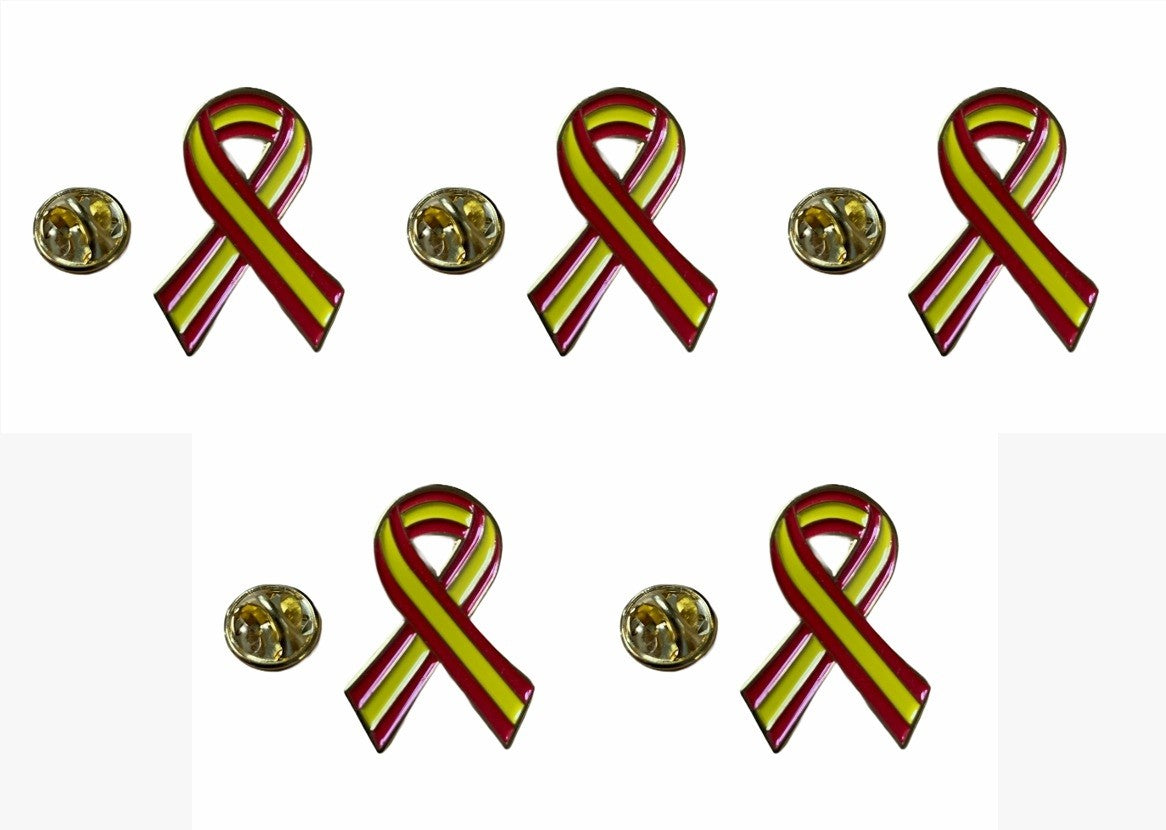 Pack 5 Pins de Solapa Spain Flag Ribbon - Lazo Bandera España 17mm