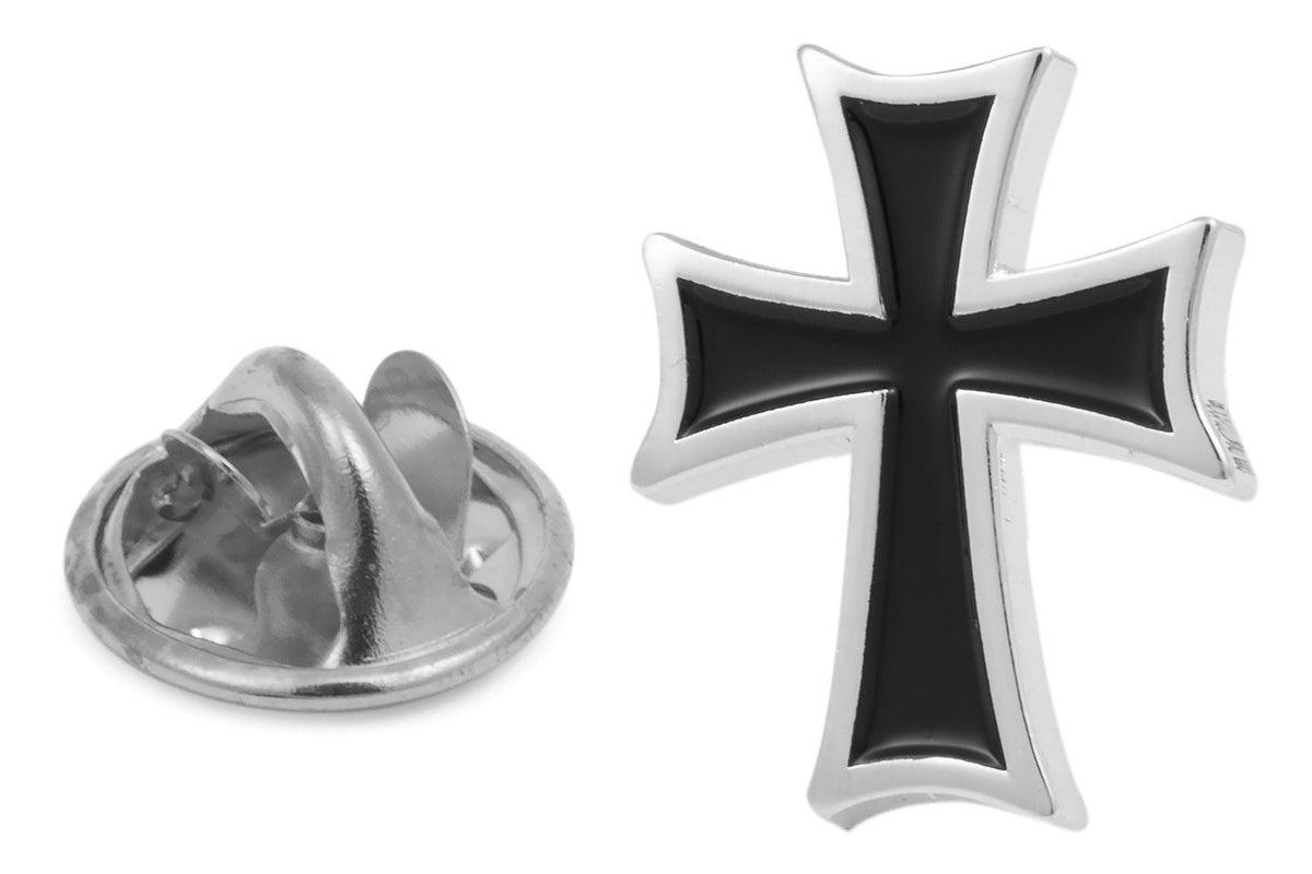 Pin de Solapa Cruz Teutónica en latón con Esmaltado Negro - tamaño: 18mm