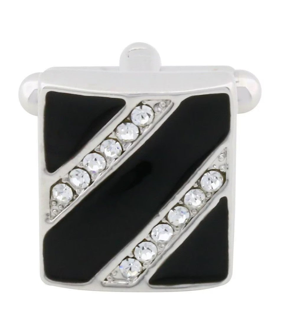 Gemelos para Boda Black Crystal Stripes Cufflinks