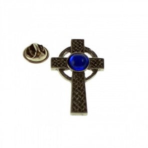 Pin de Solapa Cruz Celta Gema Azul mod 2 35x25mm