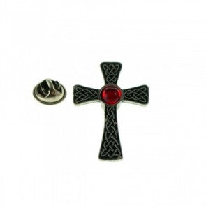 Pin de Solapa Cruz Celta Gema Roja 35x25mm