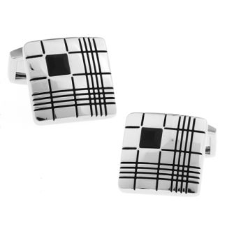 Gemelos para camisa Wedding Stripes in Square in Black 01