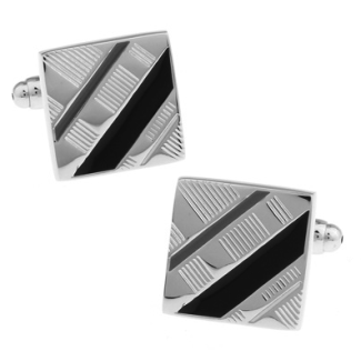 Gemelos para camisa Square Plateados Black and White 01