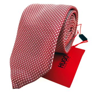 Corbata BOSS 7cm Negra estampados rojos - Gemelolandia 