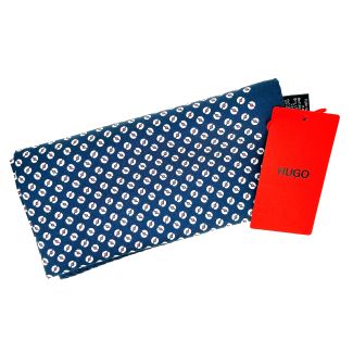 Pañuelo de Bolsillo HUGO de Seda Pura Azul Estampado Blanco 33x33 cm - Gemelolandia